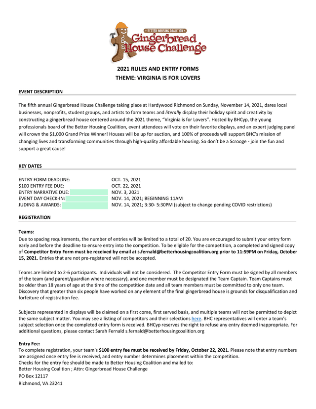 2021 Rules And Entry Forms   Gingerbread House Challenge screenshot