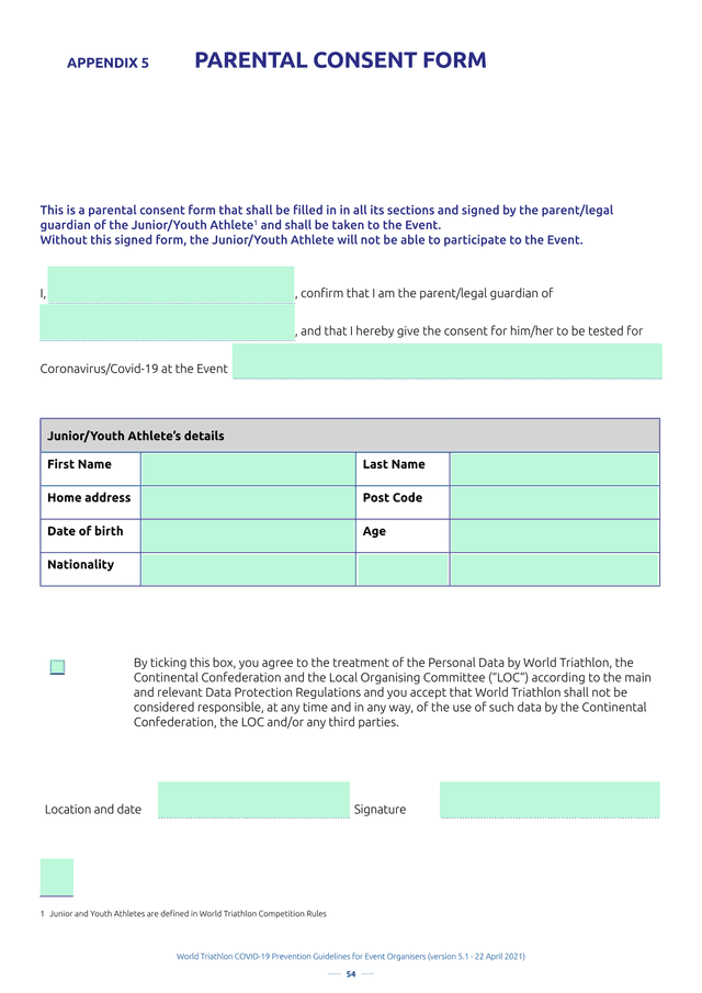 APPENDIX 5   PARENTAL CONSENT FORM screenshot