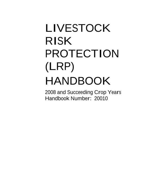 Livestock Risk Protection (LRP) Handbook screenshot