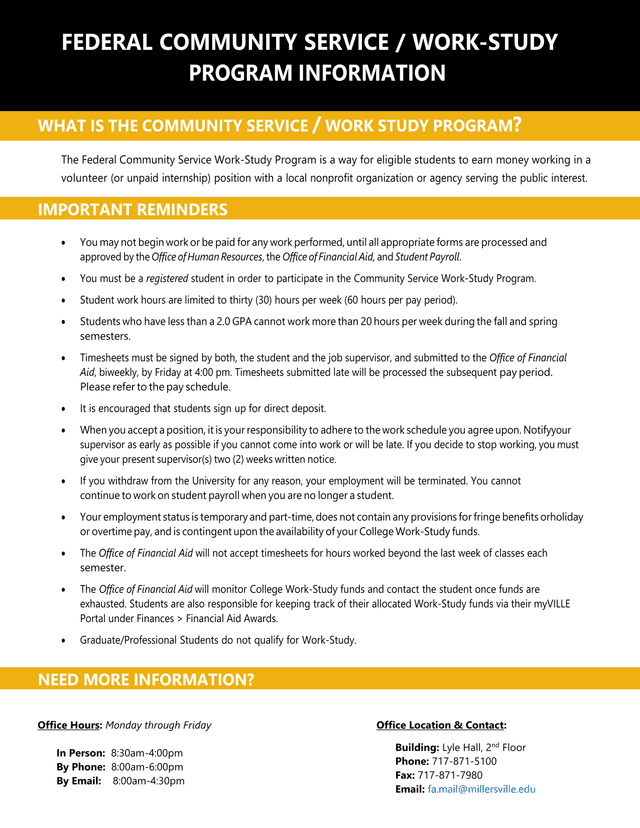 Federal Community Service Work Study Program Guidelines screenshot