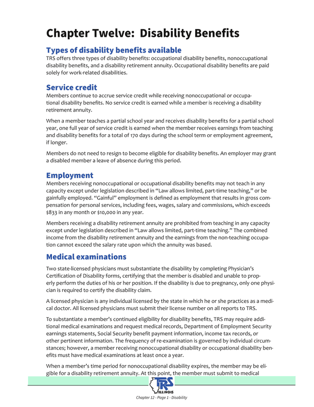 Disability Benefits Chapter screenshot