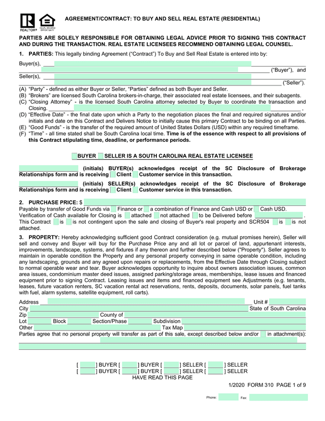AgreementContract To Buy And Sell Real Estate (Residential) screenshot