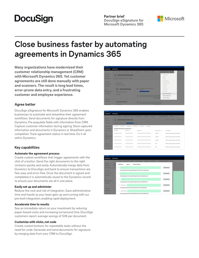 DocuSign ESignature For Microsoft Dynamics 365 screenshot