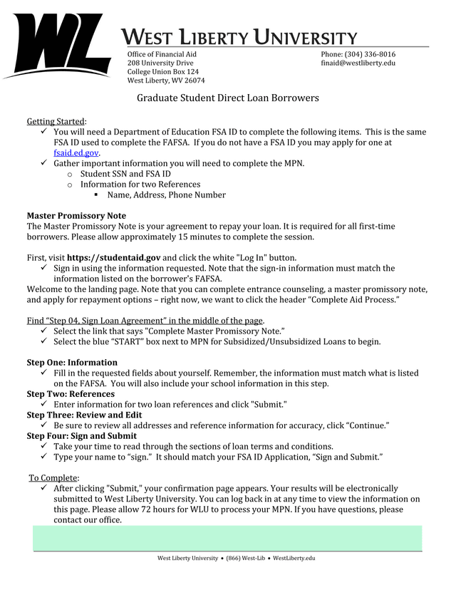 Master Promissory Note (MPN) Guide For Graduate Student Direct Loan Borrowers screenshot