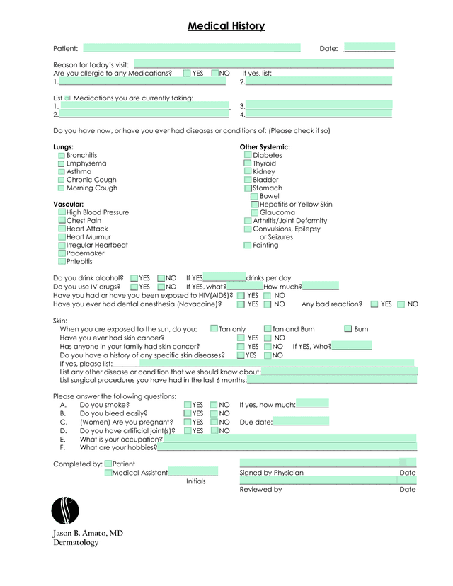 Medical History screenshot