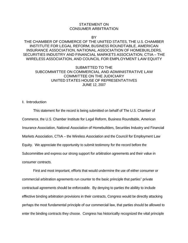 Statement On Consumer Arbitration screenshot