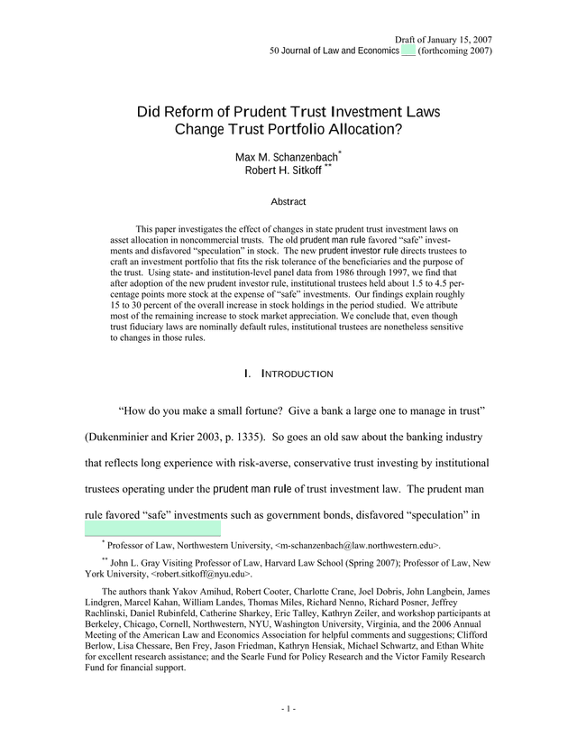 Did Reform Of Prudent Trust Investment Laws Change Trust Portfolio Allocation screenshot