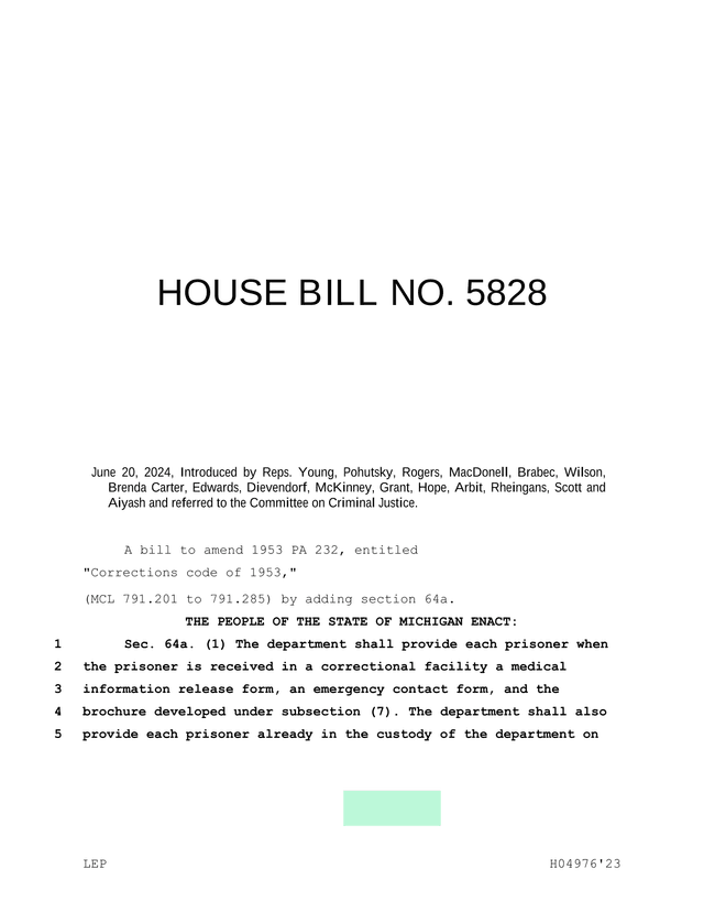 House Bill No. 5828 screenshot