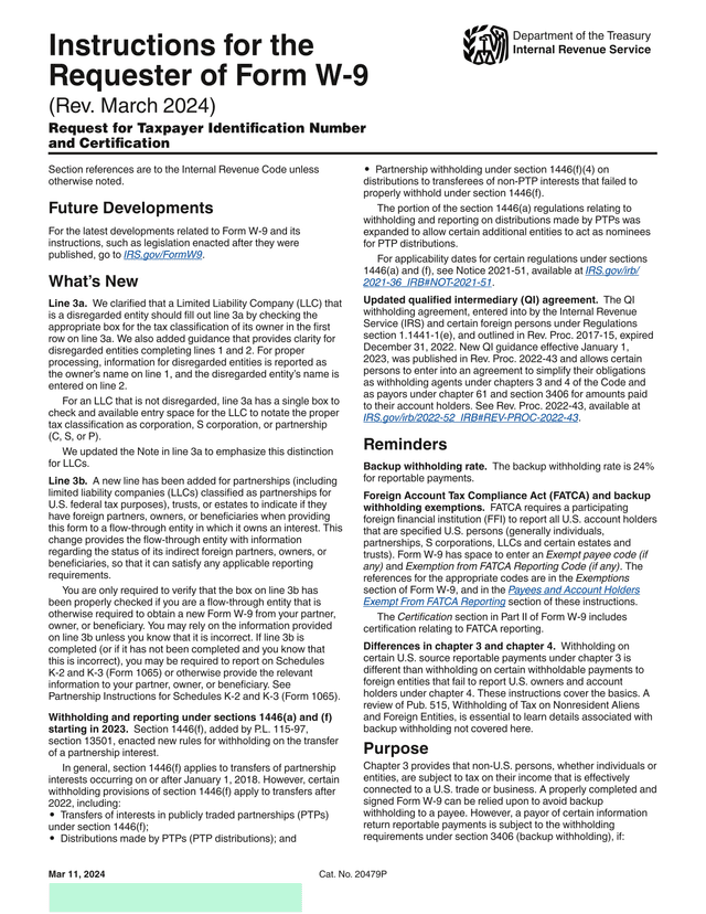 Instructions For The Requester Of Form W 9 screenshot