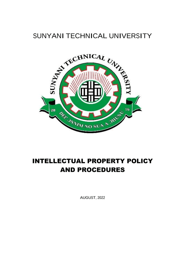 Sunyani Technical University Intellectual Property Policy And Procedures screenshot