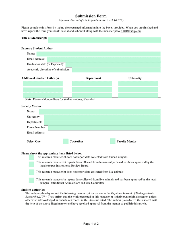 Submission Form screenshot