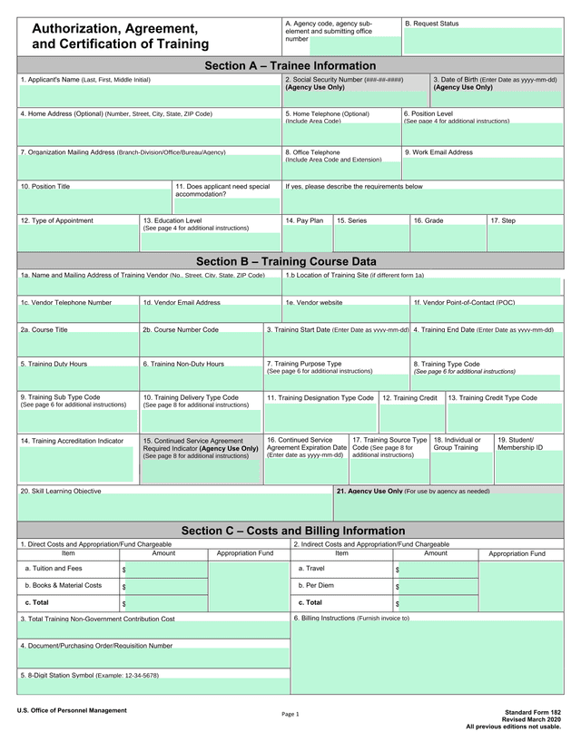 Authorization, Agreement, And Certification Of Training screenshot