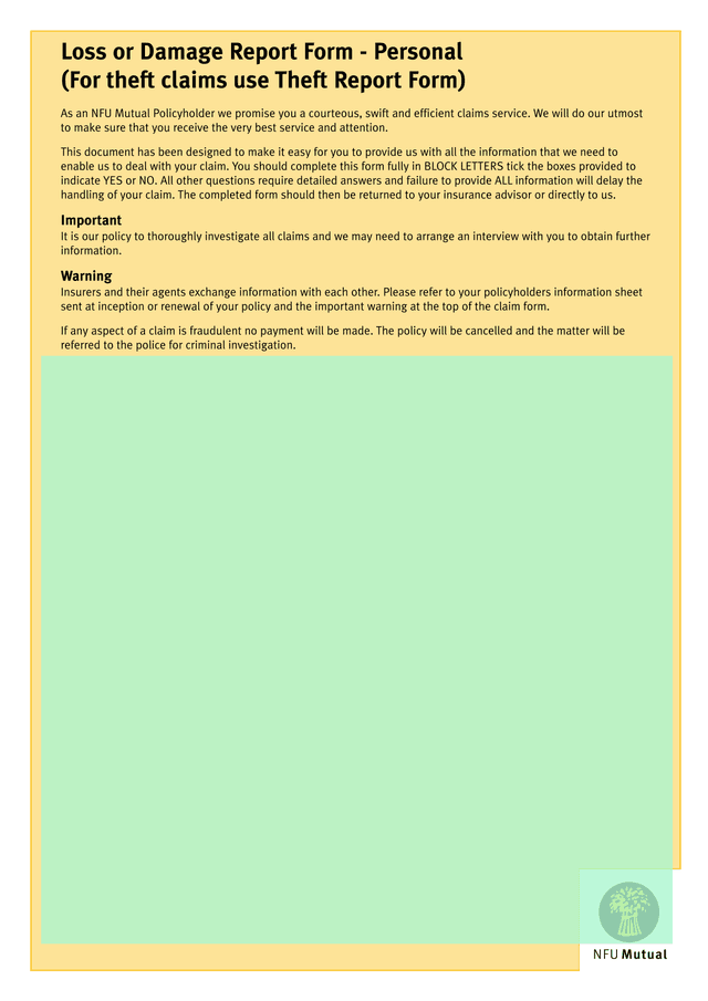 Loss Or Damage Report Form   Personal screenshot