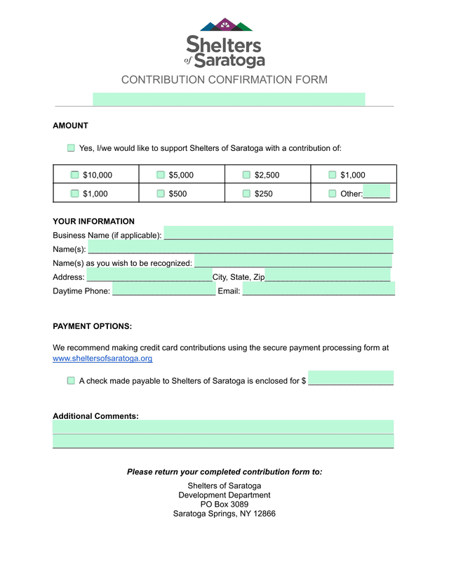 Contribution Confirmation Form screenshot