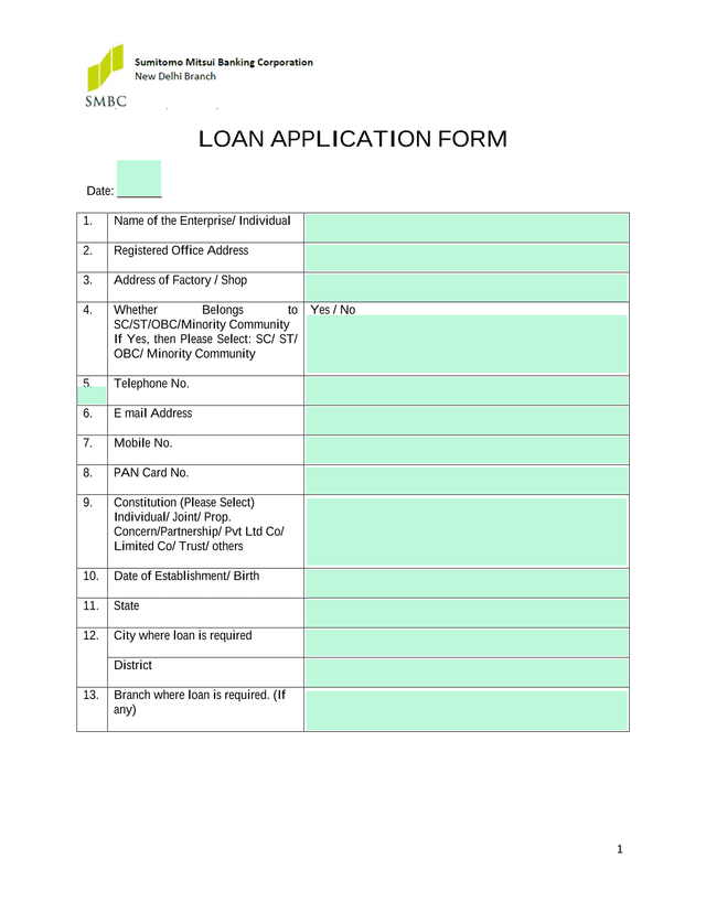 LOAN APPLICATION FORM screenshot