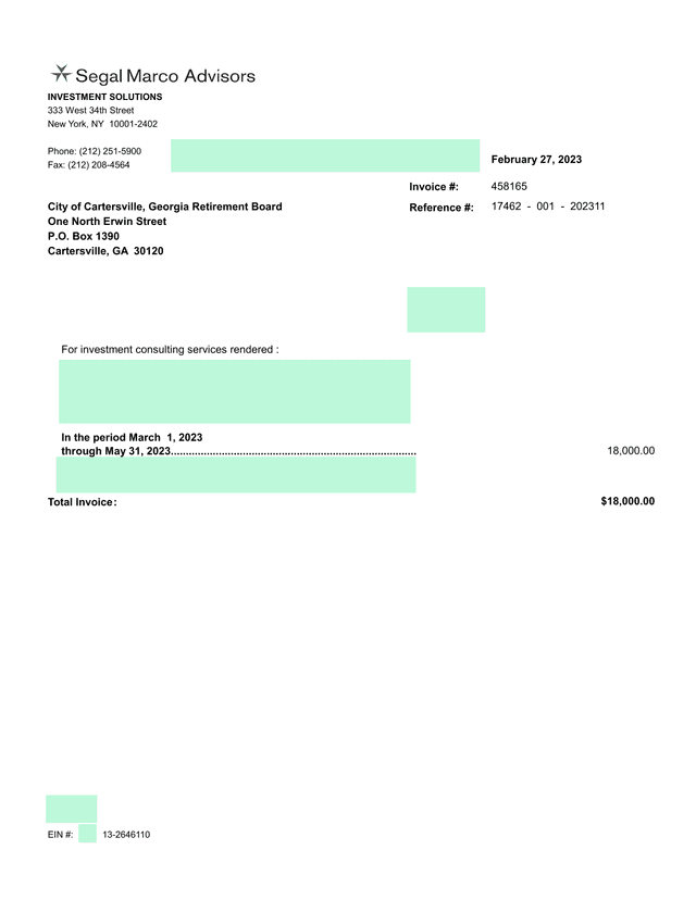 Invoice For Investment Consulting Services screenshot