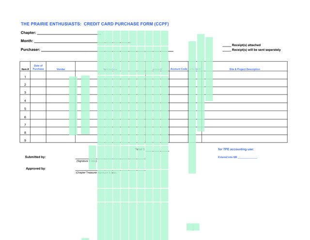 THE PRAIRIE ENTHUSIASTS CREDIT CARD PURCHASE FORM (CCPF) screenshot