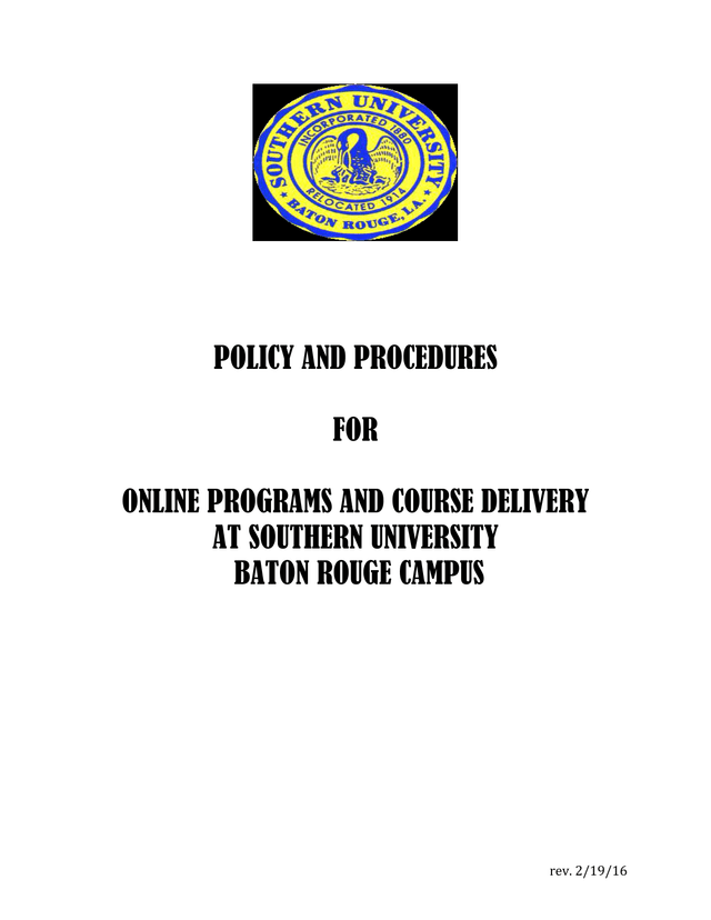 Policy And Procedures For Online Programs And Course Delivery At Southern University Baton Rouge Cam screenshot