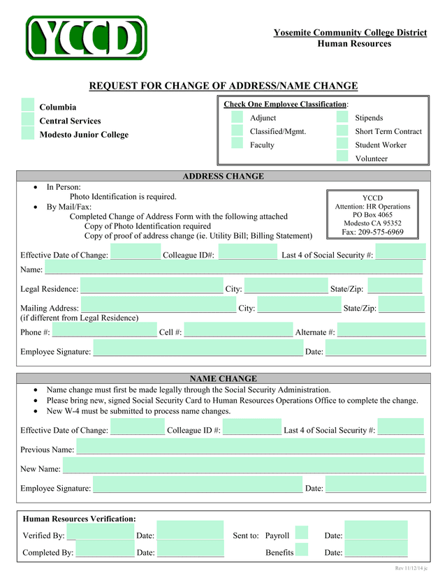 Request For Change Of AddressName Change screenshot