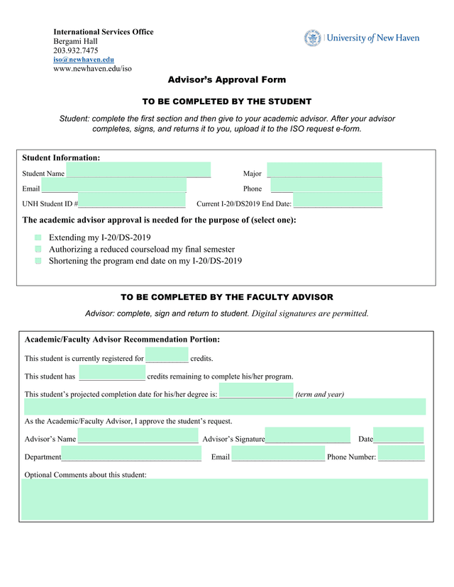 AdvisorS Approval Form screenshot