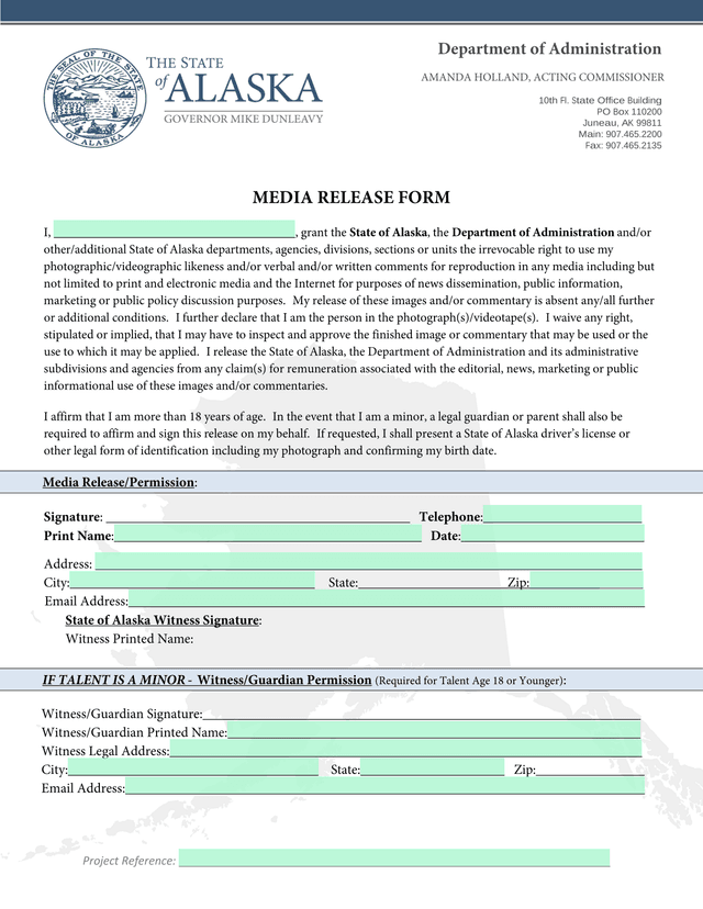 Media Release Form screenshot