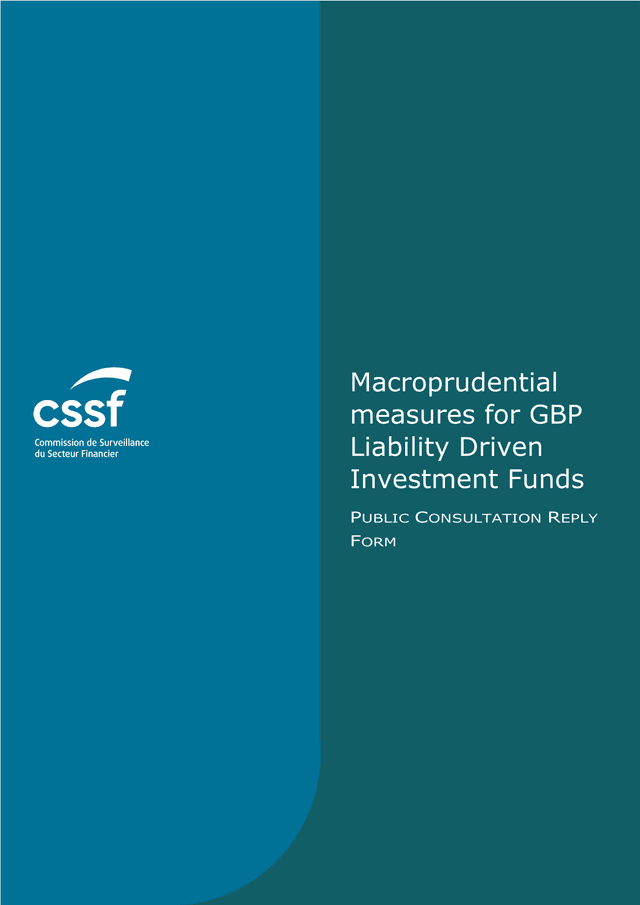 Macroprudential Measures For GBP Liability Driven Investment Funds Public Consultation Reply Form screenshot