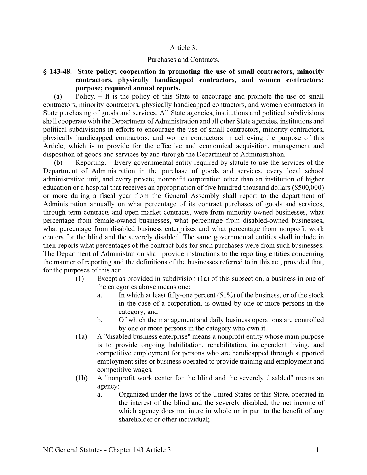 NC General Statutes   Chapter 143 Article 3 screenshot