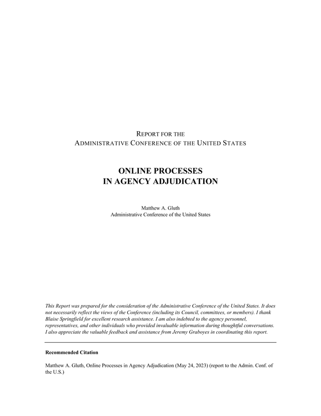 Online Processes In Agency Adjudication screenshot