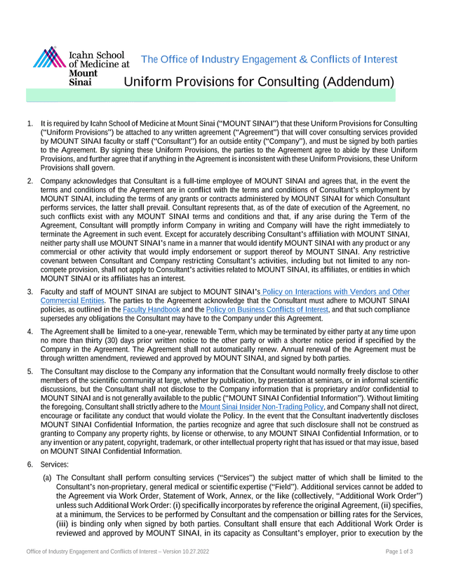 Uniform Provisions For Consulting (Addendum) screenshot