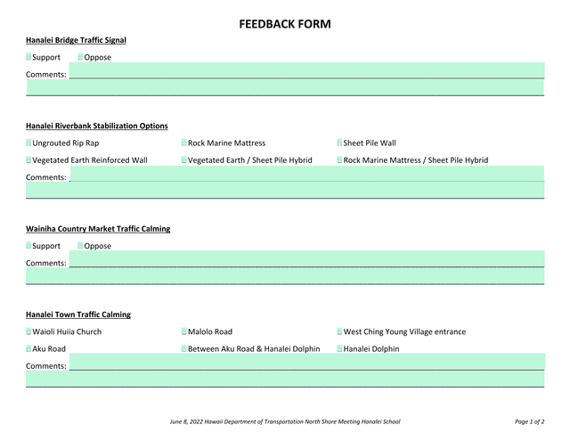 Feedback Form screenshot