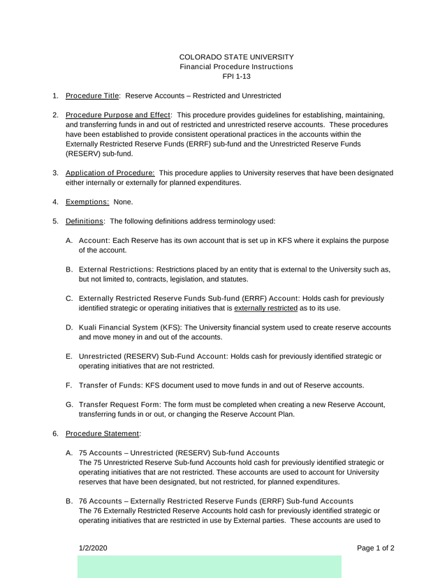 FPI 1 13 Financial Procedure Instructions screenshot