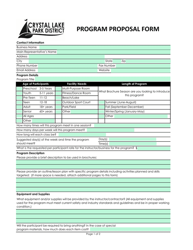 Program Proposal Form screenshot