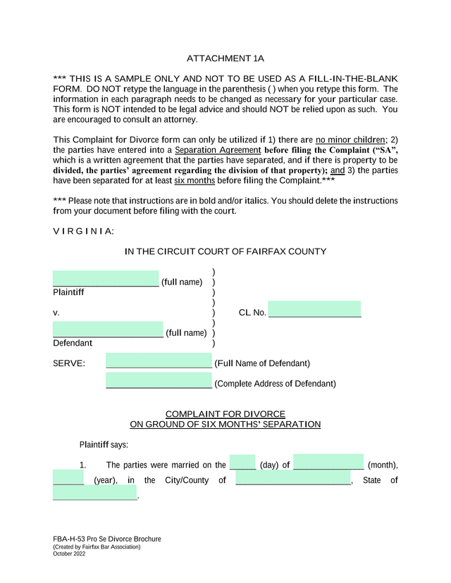 FBA H 53 Pro Se Divorce Brochure screenshot