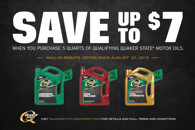 Quaker State Motor Oil Rebate Form screenshot