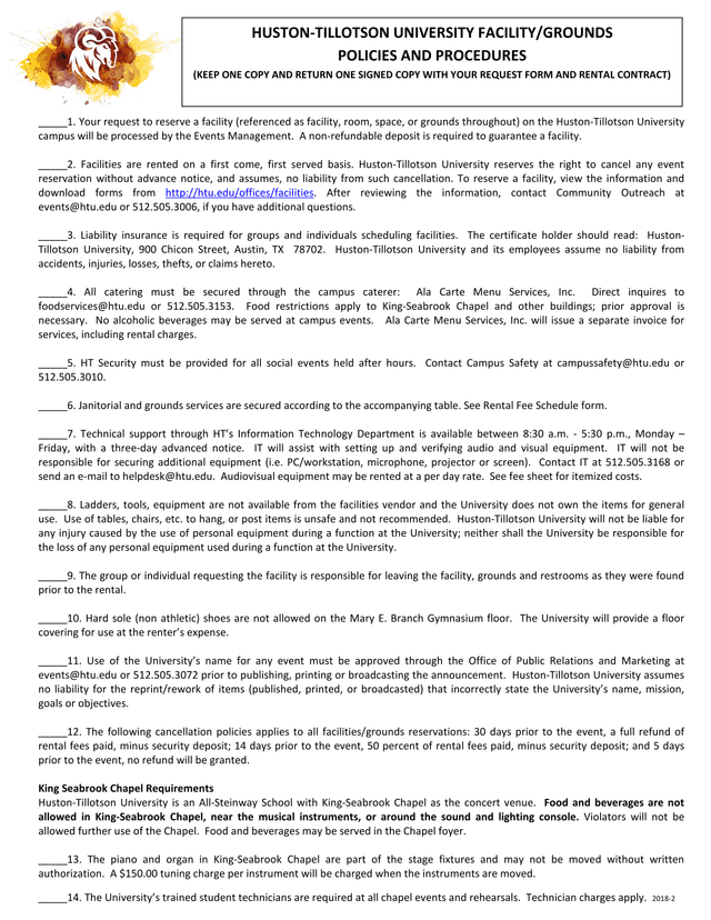 Huston Tillotson University FacilityGrounds Policies And Procedures screenshot