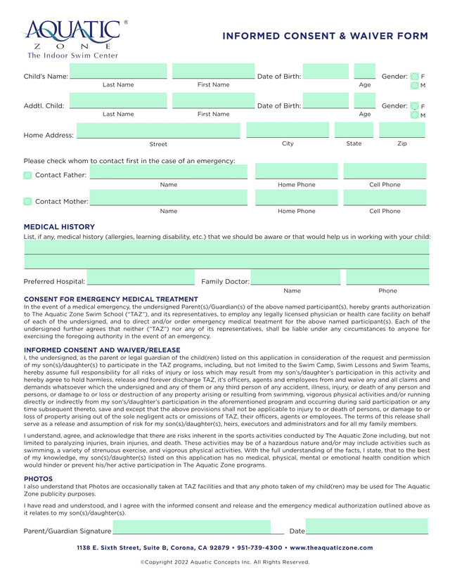 Informed Consent  Waiver Form screenshot
