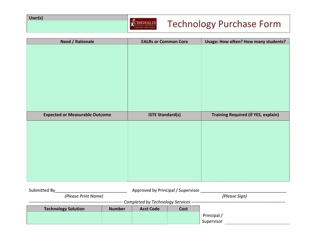 Technology Purchase Form screenshot