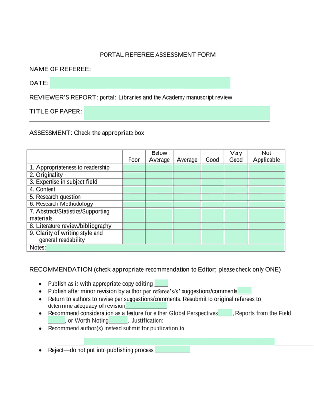 PORTAL REFEREE ASSESSMENT FORM screenshot