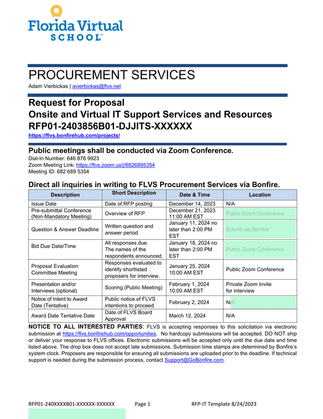 Request For Proposal   Onsite And Virtual IT Support Services And Resources screenshot