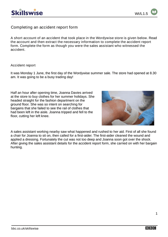 Accident Report Form screenshot