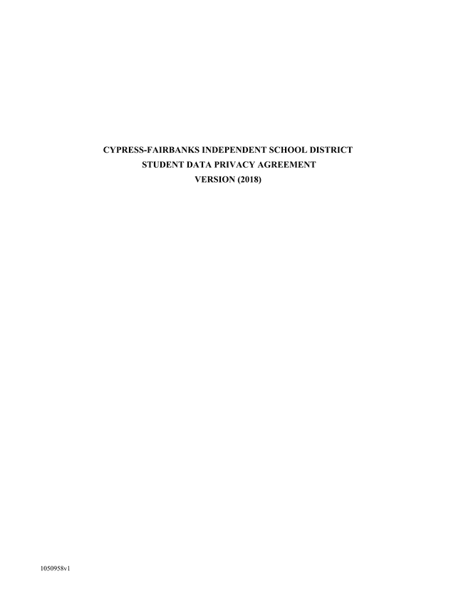 CYPRESS FAIRBANKS INDEPENDENT SCHOOL DISTRICT STUDENT DATA PRIVACY AGREEMENT screenshot