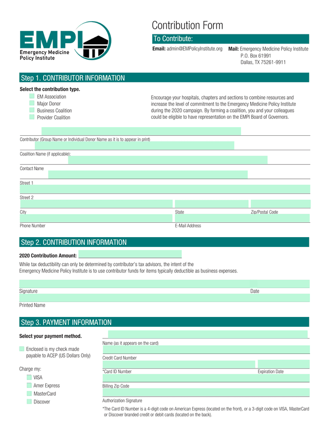 Contribution Form screenshot