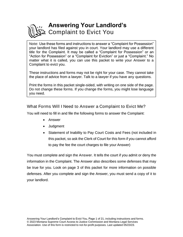 Answering Your LandlordS Complaint To Evict You screenshot