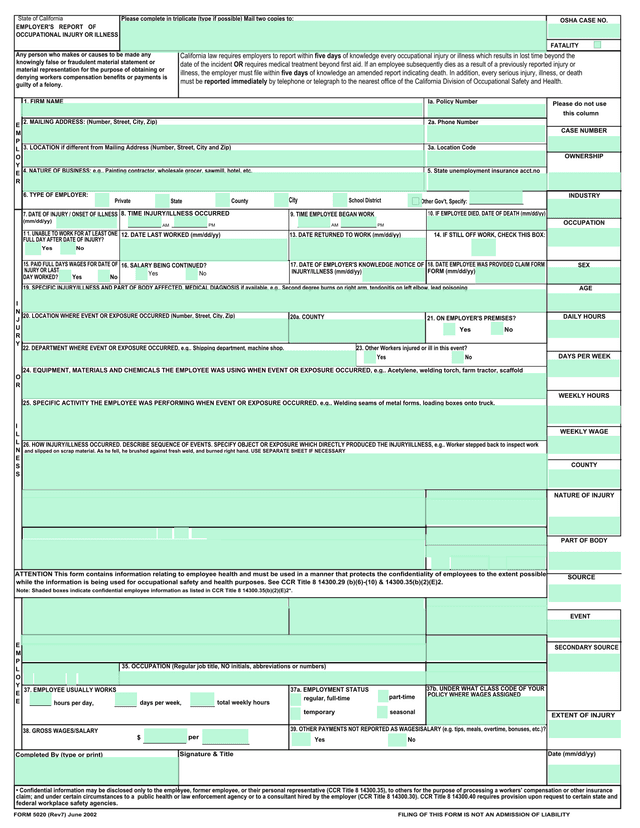 EmployerS Report Of Occupational Injury Or Illness screenshot