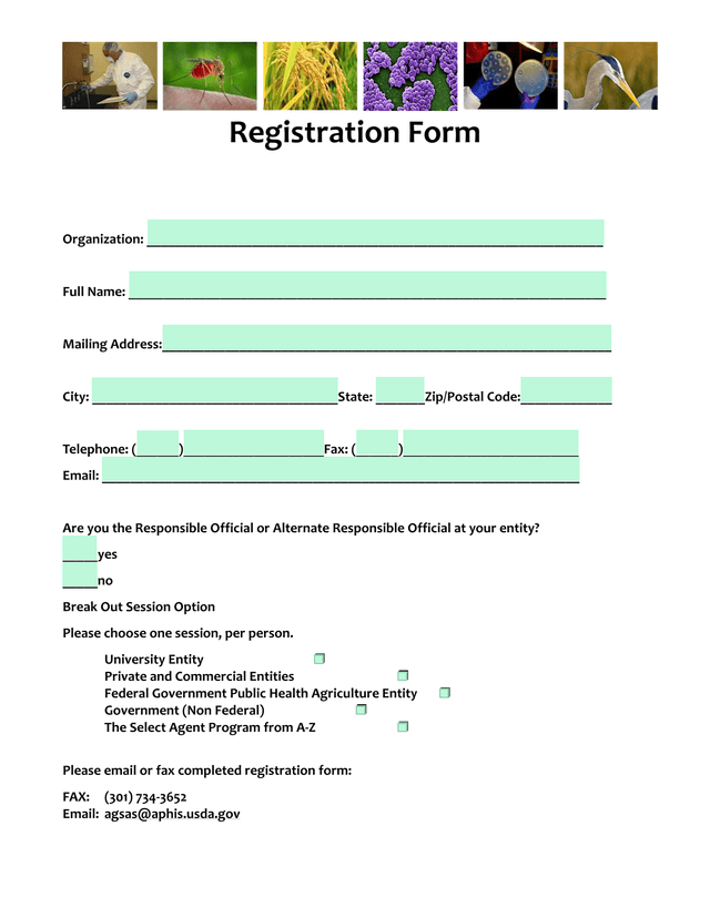 Registration Form screenshot