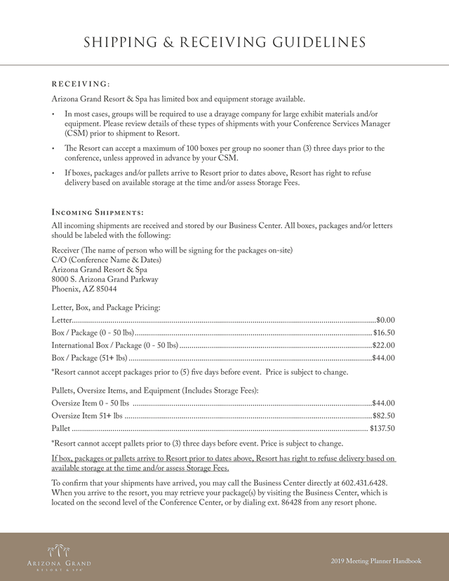 SHIPPING  RECEIVING GUIDELINES screenshot