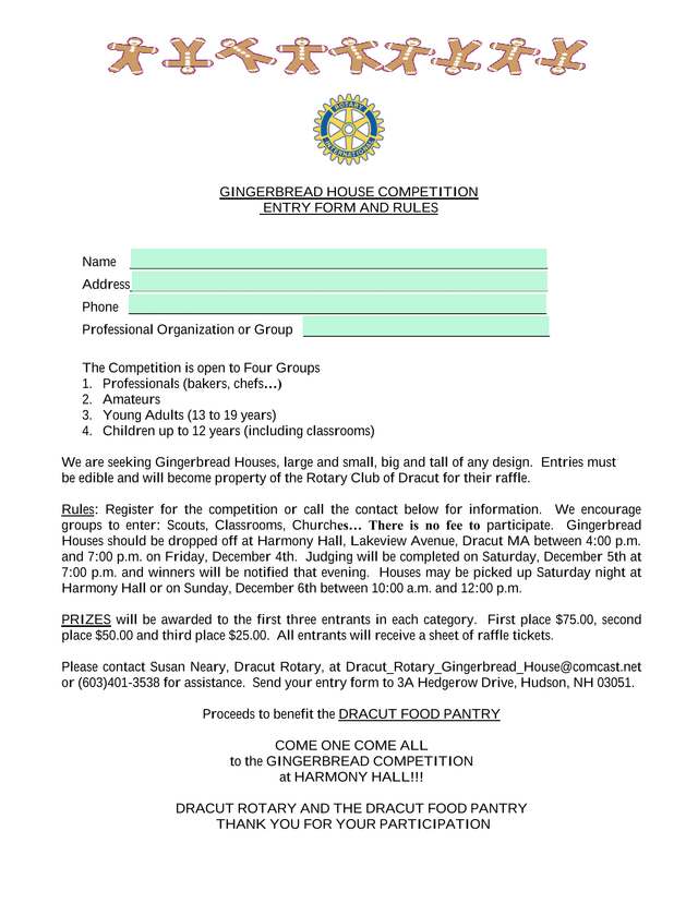 Gingerbread House Competition Entry Form And Rules screenshot