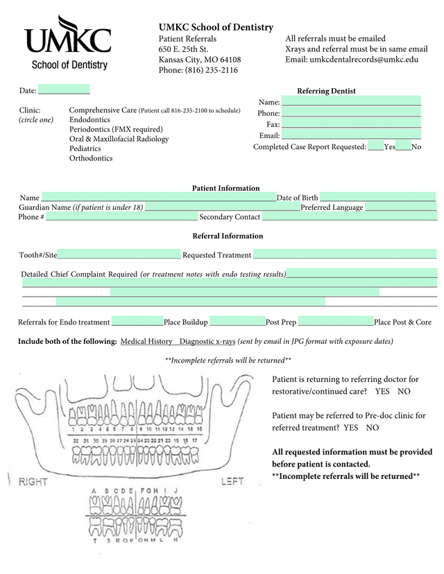 UMKC School Of Dentistry Patient Referrals screenshot