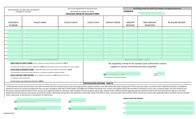 Voucher (Web) Re Billing Form screenshot