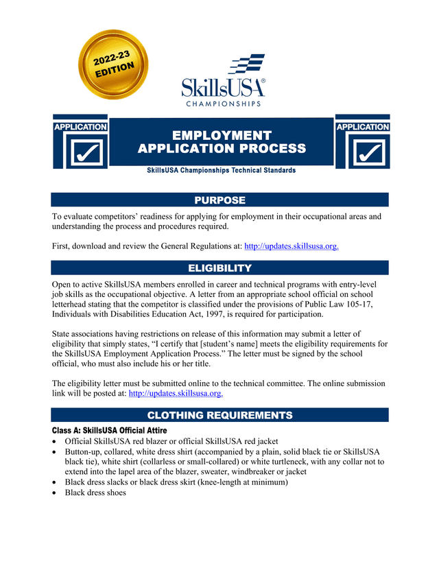 Employment Application Process screenshot
